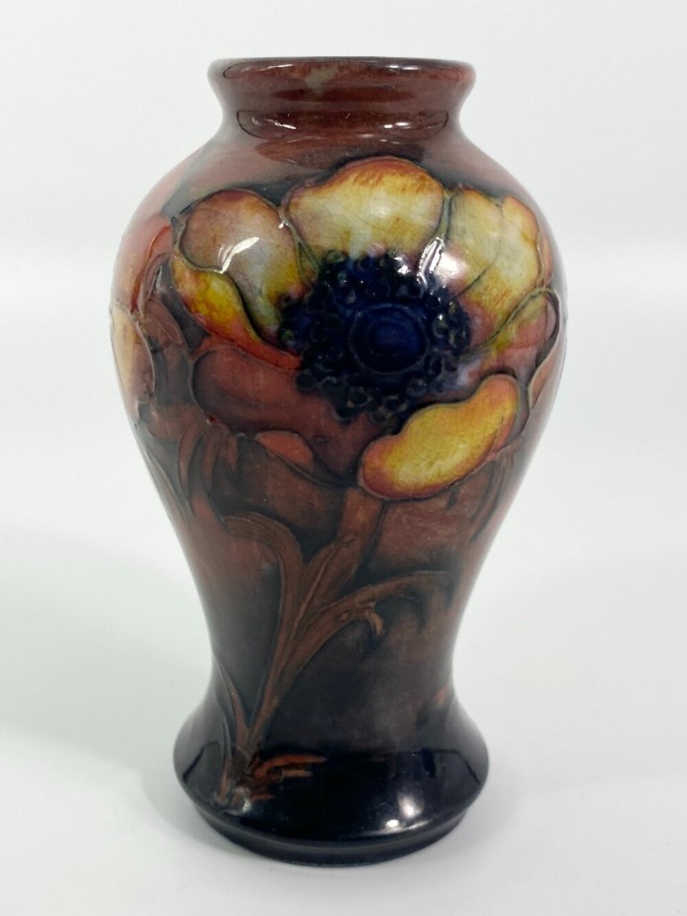 EXXTREMELY RARE Moorcroft Poppies Brown signed Vase England Vintage